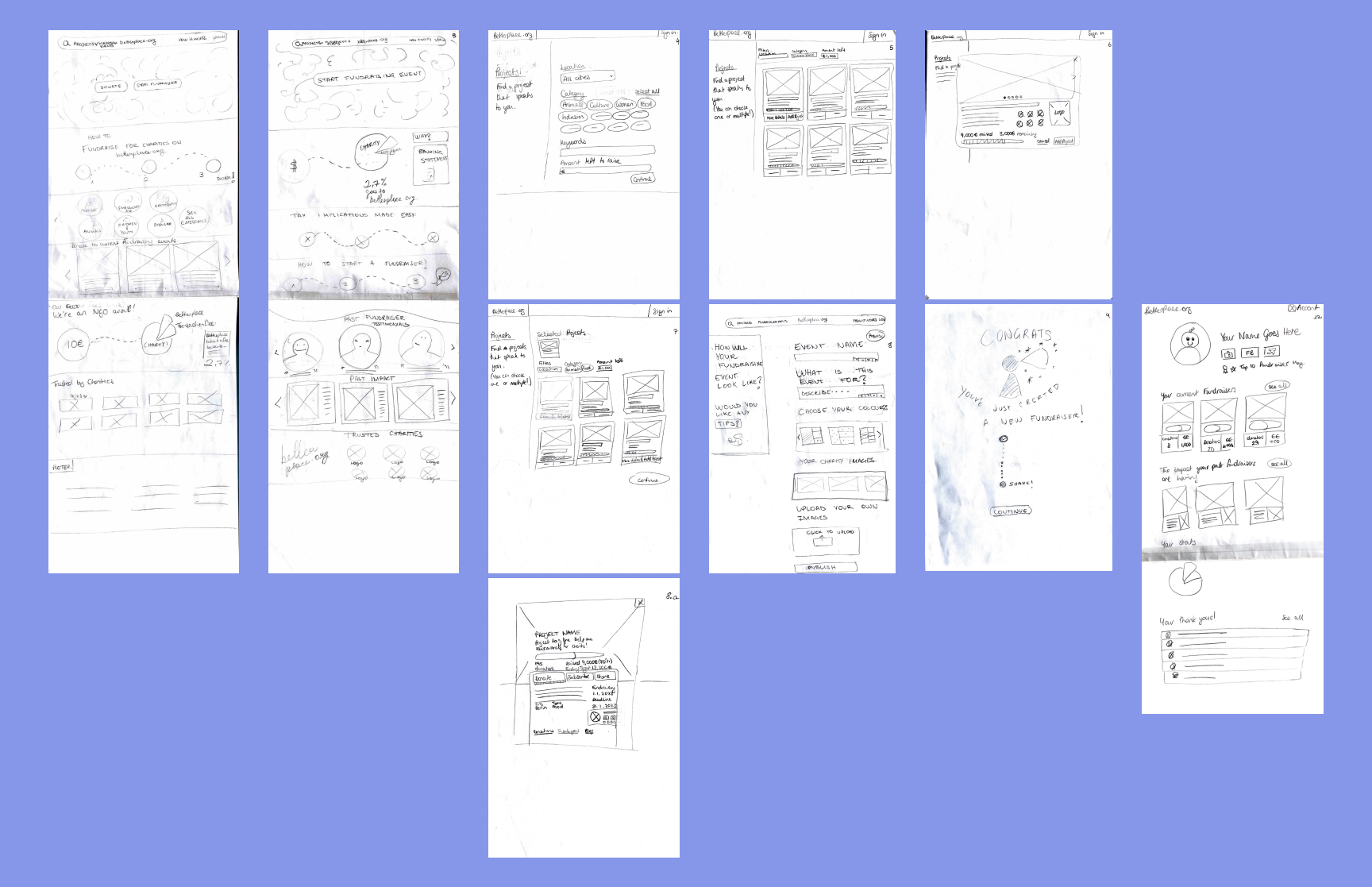 betterplace.org: Low-fi wireframes